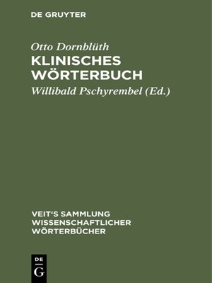 cover image of Klinisches Wörterbuch